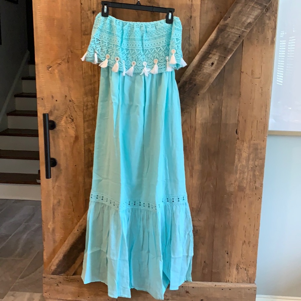 NWT Debbie Katz Lina Boho Eyelet Ruffle Maxi M & L